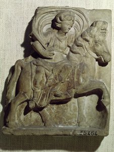 Rilievo di Epona, dea gallica, protettrice di cavalli, cavalieri e viaggiatori, da Gannat, Allier, c.50 a.C.-400 d.C. da Gallo Roman